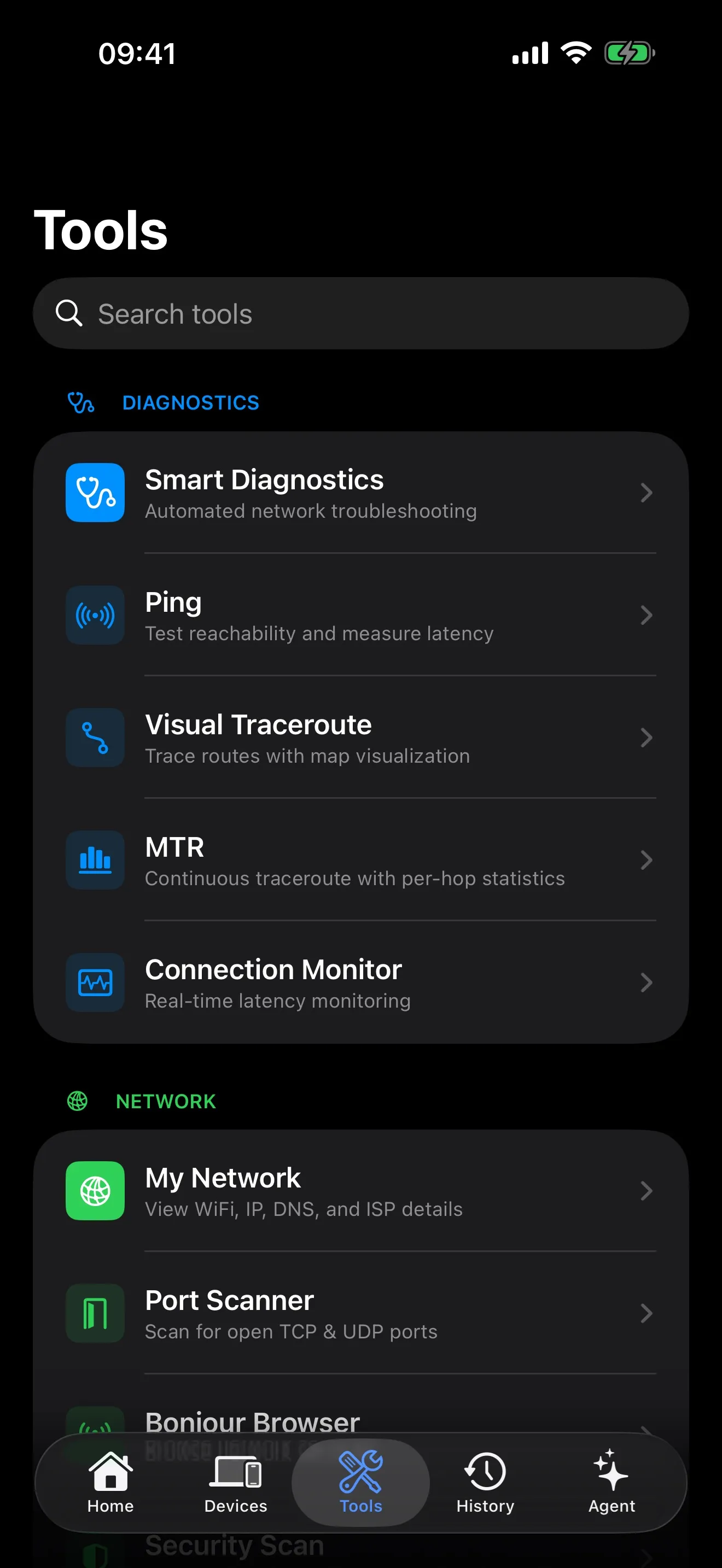 PingKit 19 free network diagnostic tools for iPhone including ping speed test and LAN scanner